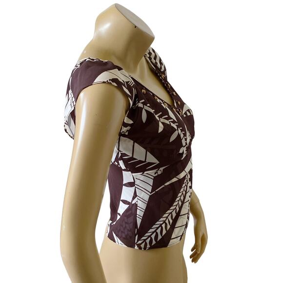 Nine & Company NINE WEST Womens Petite Size 2P V Neck Beaded Cap Sleeve Shirt - Picture 2 of 7